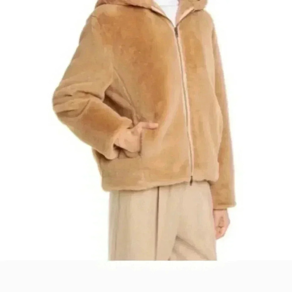 Vince Faux Fur Zip Hoodie - extra small, Sand Dollar - Picture 8 of 12